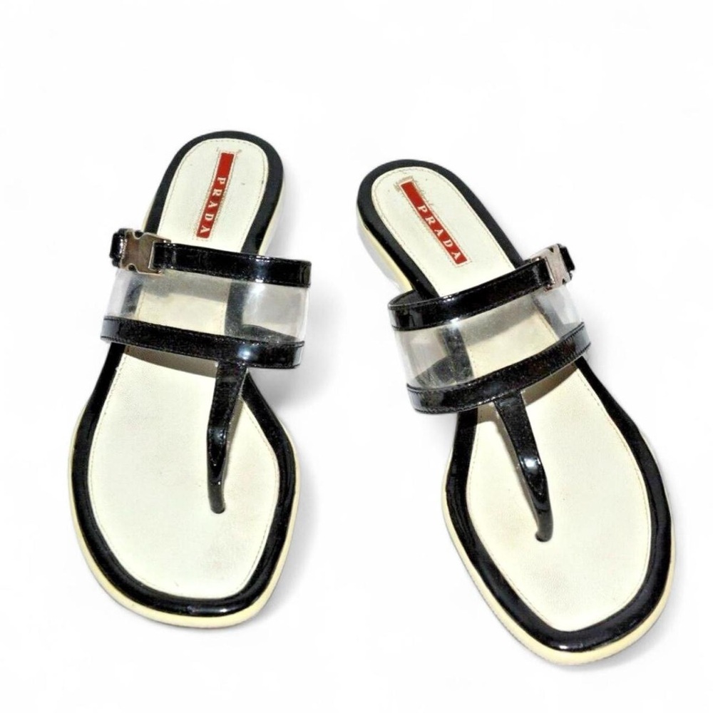 Prada Black and Clear Women's Sandals